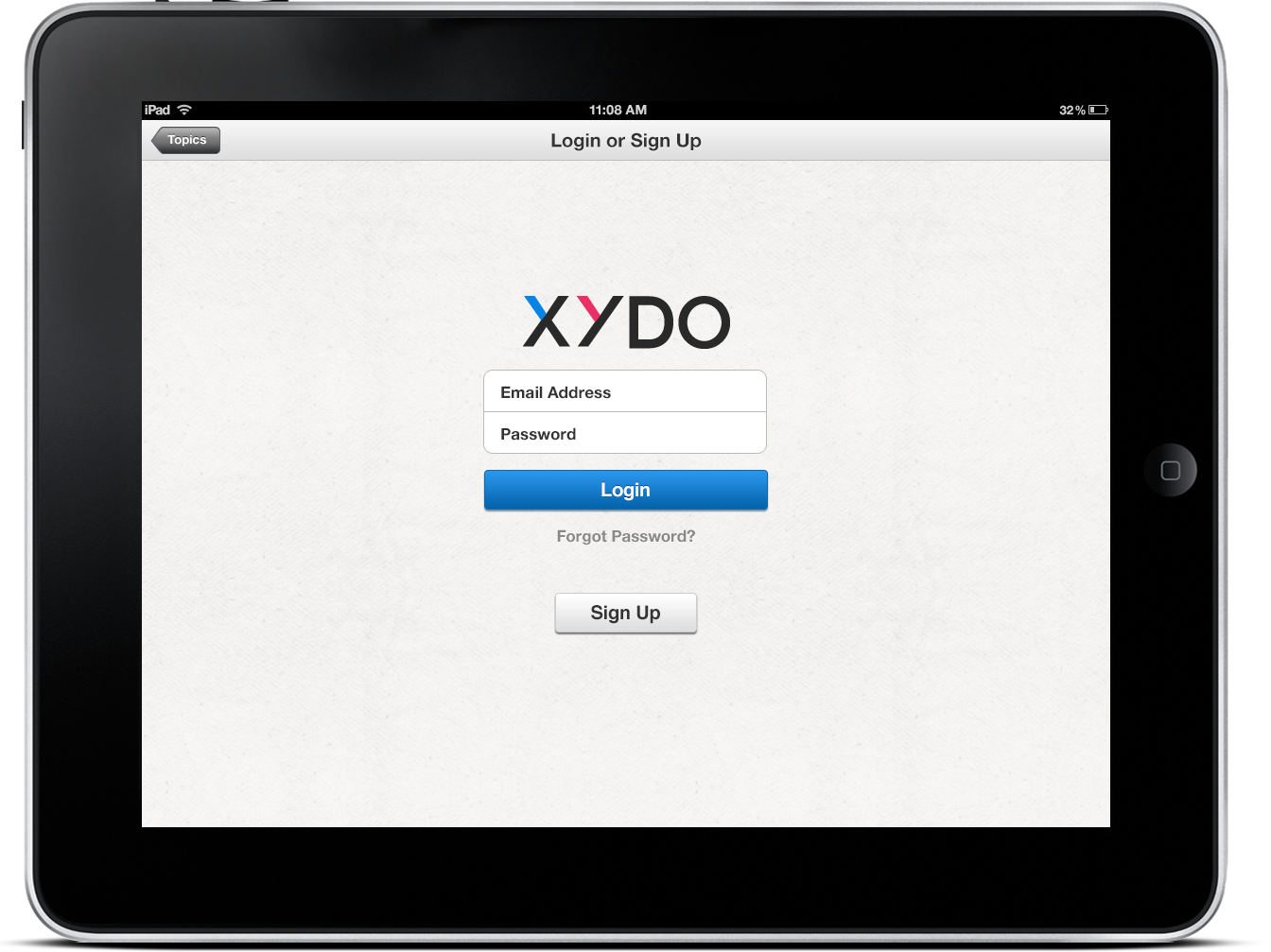 XYDO iPad Mocks
